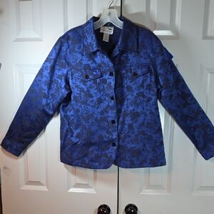 Susan Graver Blue Patterned Jean Jacket